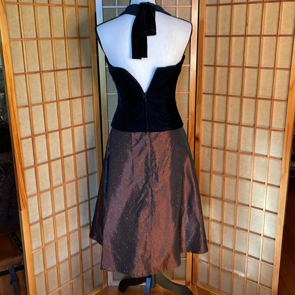 Scott McClintock Dress 3 pc Top Skirt Jacket Brown Taffeta Dress - Picture 4 of 16